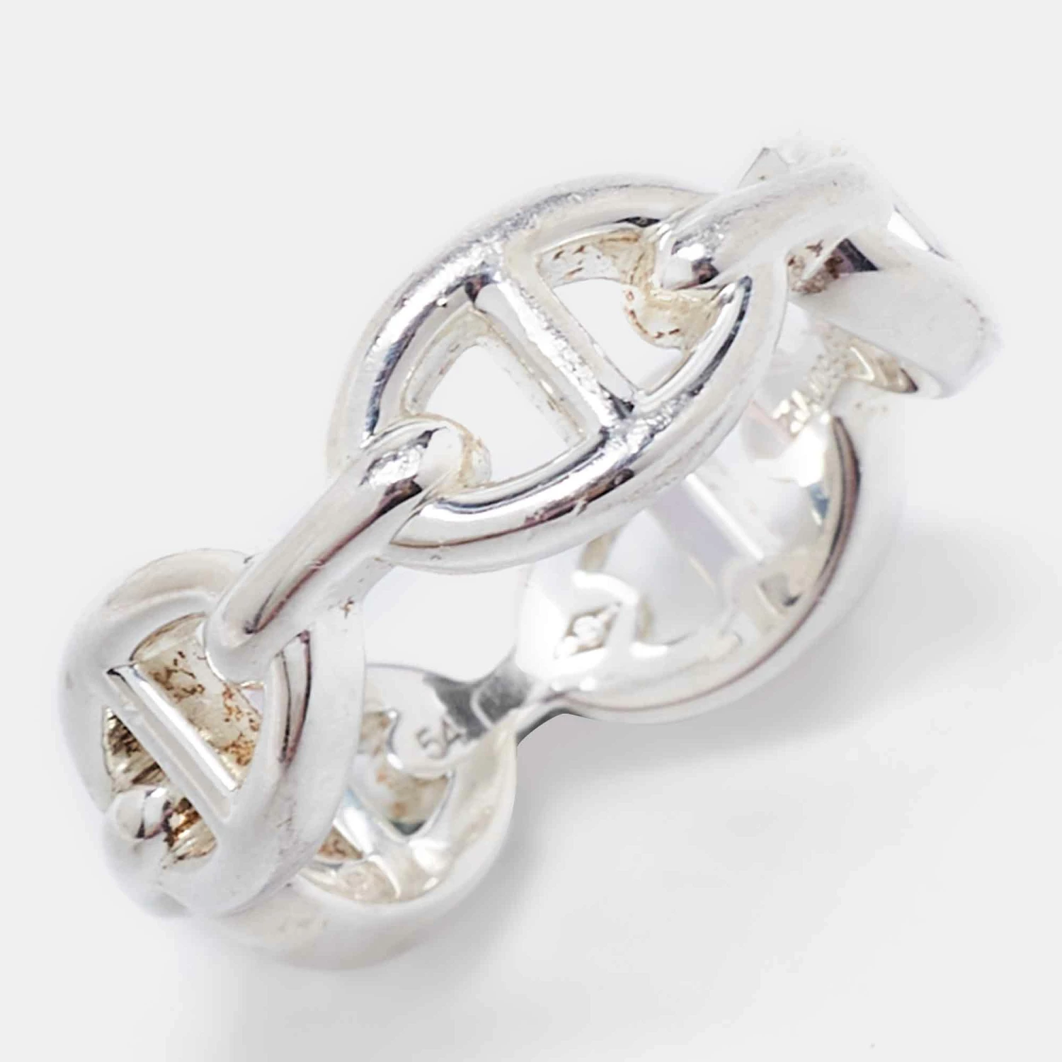 Hermes Hermès Sterling Silver Chaine D'ancre Enchainee Ring Size 54 For Women 5 Hermes Hermès Sterling Silver Chaine D'ancre Enchainee Ring Size 54 For Women - Image 3