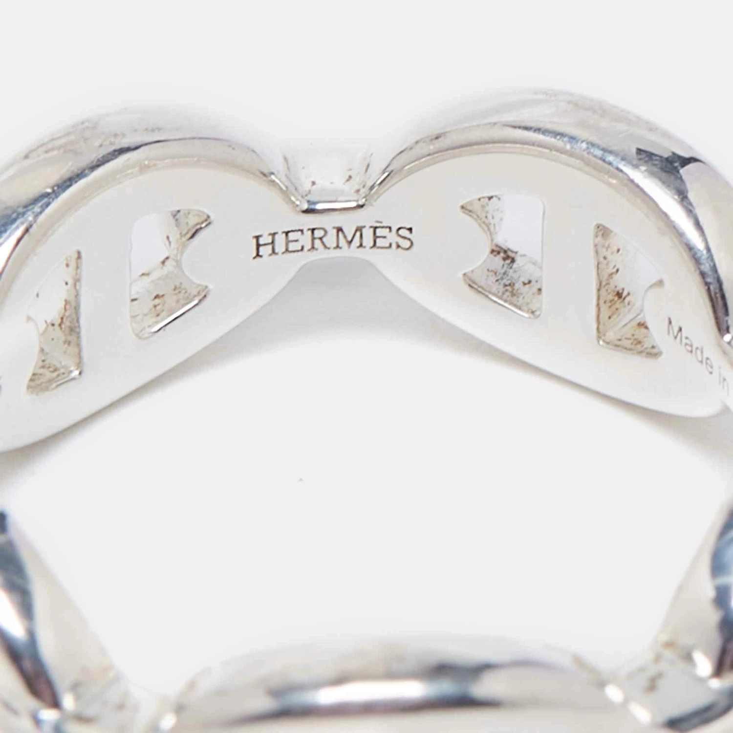 Hermes Hermès Sterling Silver Chaine D'ancre Enchainee Ring Size 54 For Women 6 Hermes Hermès Sterling Silver Chaine D'ancre Enchainee Ring Size 54 For Women - Image 4