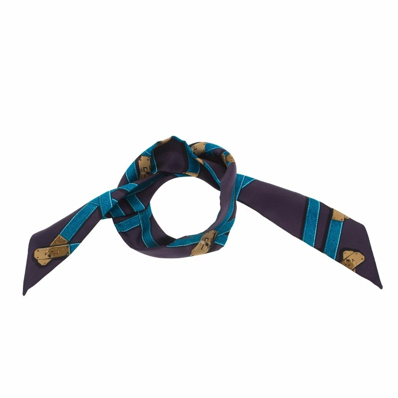 Hermes Purple And Blue Kelly Silk Neck Scarf For Women 3 Hermes Purple And Blue Kelly Silk Neck Scarf For Women