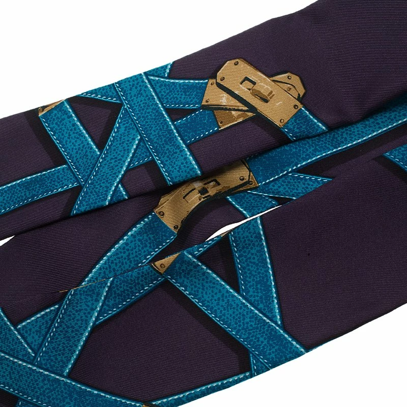 Hermes Purple And Blue Kelly Silk Neck Scarf For Women 6 Hermes Purple And Blue Kelly Silk Neck Scarf For Women - Image 4