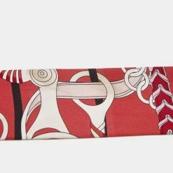Hermes Hermès Red Panoplie Equestre Silk Twilly For Women -Deals Hermes Store luxury women hermes used accessories p678378 003