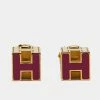 Hermes Hermès Cage D'H Gold Plated Pink Lacquer Stud Earrings For Women 2 Hermes Hermès Cage D'H Gold Plated Pink Lacquer Stud Earrings For Women -Deals Hermes Store luxury women hermes used accessories p679706 001
