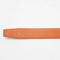 Hermes Orange/Chocolat Togo And Box Leather H Buckle Reversible Belt 75CM For Women -Deals Hermes Store luxury women hermes used accessories p680832 001