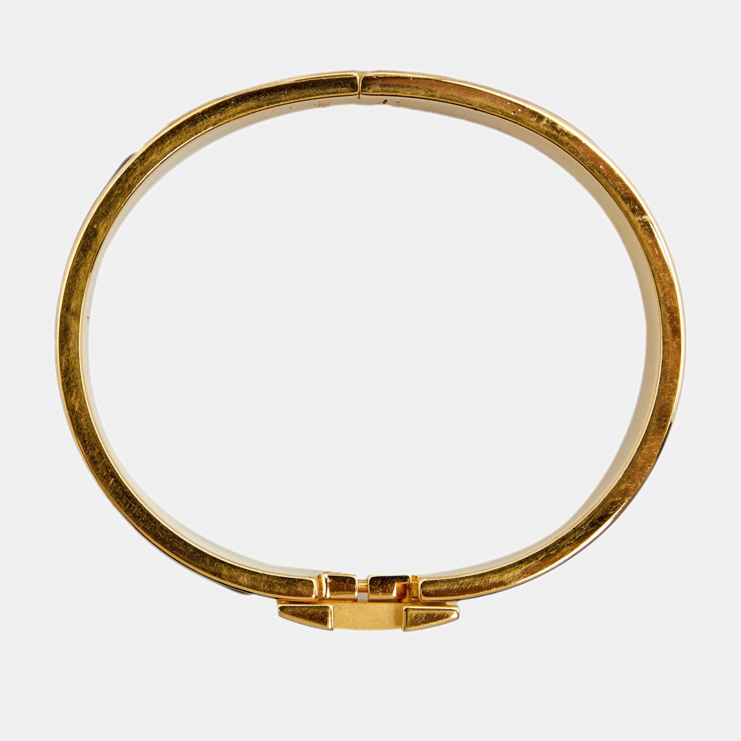 Hermes Hermès Clic H Purple Enamel Gold Plated Narrow Bracelet For Women 5 Hermes Hermès Clic H Purple Enamel Gold Plated Narrow Bracelet For Women - Image 3