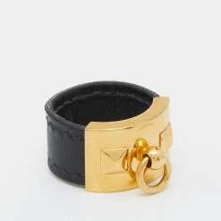 Hermes Hermès Collier De Chien Gold Plated Black Leather Band Ring Size EU 57 For Women 14 Hermes Hermès Collier De Chien Gold Plated Black Leather Band Ring Size EU 57 For Women -Deals Hermes Store luxury women hermes used accessories p683328 001