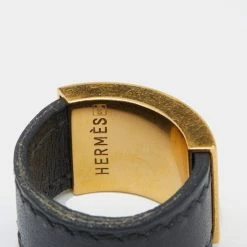 Hermes Hermès Collier De Chien Gold Plated Black Leather Band Ring Size EU 57 For Women 16 Hermes Hermès Collier De Chien Gold Plated Black Leather Band Ring Size EU 57 For Women -Deals Hermes Store luxury women hermes used accessories p683328 003