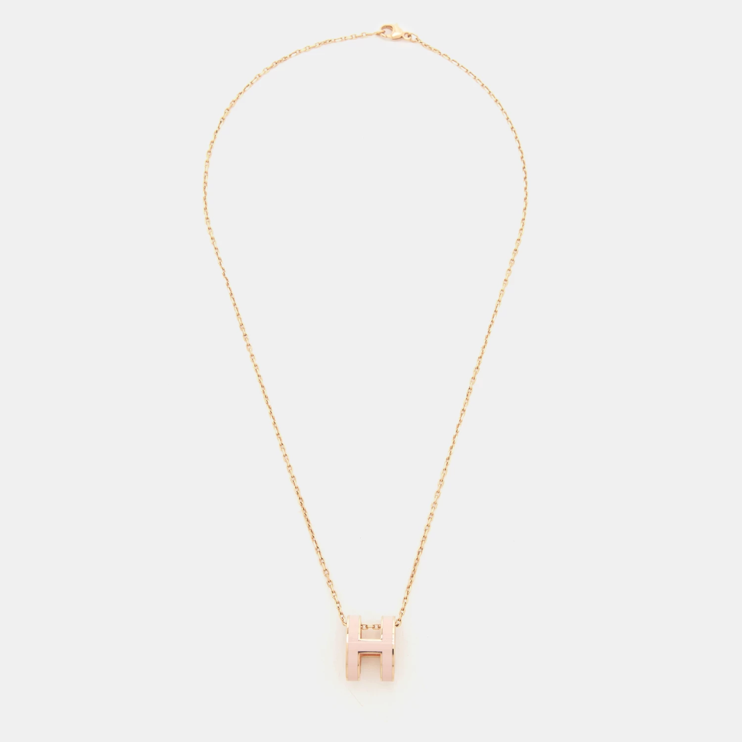 Hermes Hermès Pop H Pink Enamel Gold Tone Pendant Necklace For Women 4 Hermes Hermès Pop H Pink Enamel Gold Tone Pendant Necklace For Women - Image 2