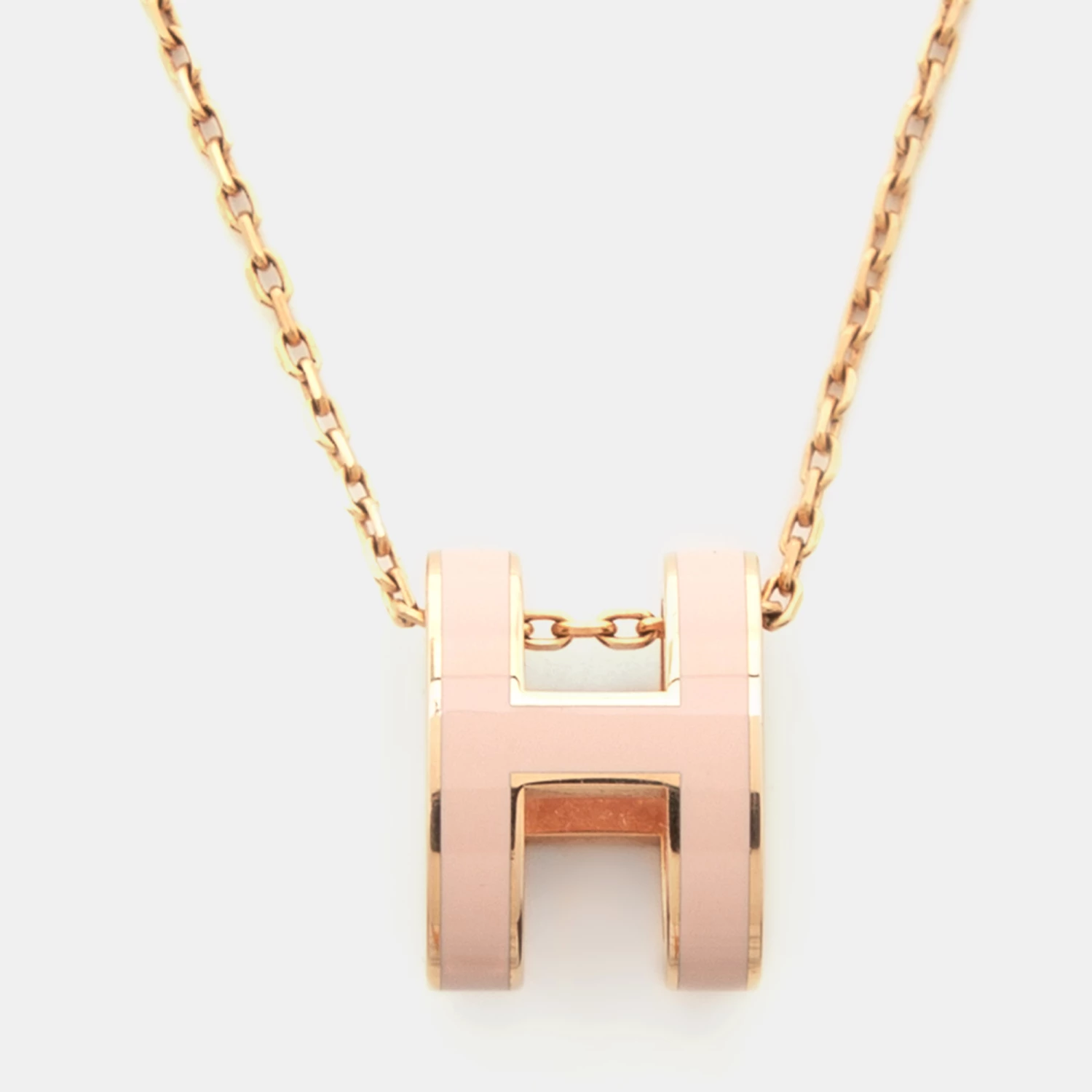 Hermes Hermès Pop H Pink Enamel Gold Tone Pendant Necklace For Women 3 Hermes Hermès Pop H Pink Enamel Gold Tone Pendant Necklace For Women