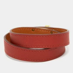 Hermes Brown Leather Gold Plated Kelly Double Tour Bracelet For Women -Deals Hermes Store luxury women hermes used accessories p684577 004
