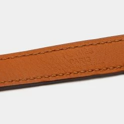 Hermes Brown Leather Gold Plated Kelly Double Tour Bracelet For Women -Deals Hermes Store luxury women hermes used accessories p684577 006