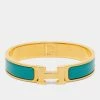 Hermes Clic H Turquoise Enamel Gold Plated Bracelet For Women -Deals Hermes Store luxury women hermes used accessories p684591 002