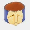 Hermes Hermès Deep Blue Leather Gold Plated Bérénice Cuir Wrap Bracelet M For Women -Deals Hermes Store luxury women hermes used accessories p684698 001
