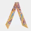 Hermes Hermès Brown Mosaic Print Silk Twilly For Women -Deals Hermes Store luxury women hermes used accessories p690130 007