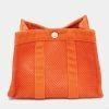 Hermes Hermès Orange Toile Chevron Garden Party Pouch For Women -Deals Hermes Store luxury women hermes used accessories p692786 002
