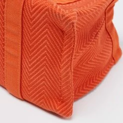 Hermes Hermès Orange Toile Chevron Garden Party Pouch For Women -Deals Hermes Store luxury women hermes used accessories p692786 003