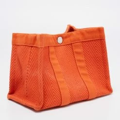 Hermes Hermès Orange Toile Chevron Garden Party Pouch For Women -Deals Hermes Store luxury women hermes used accessories p692786 007