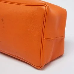 Hermes Orange Leather BePop MM Pouch For Women -Deals Hermes Store luxury women hermes used accessories p692866 003