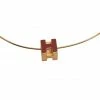 Hermes Cage H Pink Laquered Pendant Necklace For Women