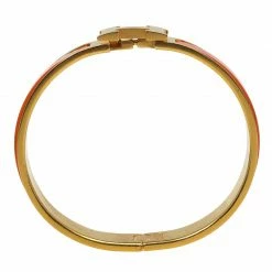 Hermes Clic Clac H Orange Enamel Gold Plated Narrow Bracelet GM For Women -Deals Hermes Store luxury women hermes used accessories p76313 0004
