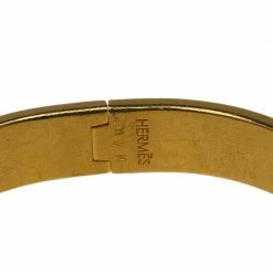 Hermes Clic Clac H Orange Enamel Gold Plated Narrow Bracelet GM For Women -Deals Hermes Store luxury women hermes used accessories p76313 0005
