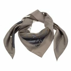 Hermes Grey 'Les Folies Du Ciel II' Silk Square Scarf For Women