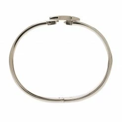 Hermes Clic Clac H Candied Chestnut Narrow Enamel Palladium Plated Bracelet PM For Women -Deals Hermes Store luxury women hermes used accessories p79074 004