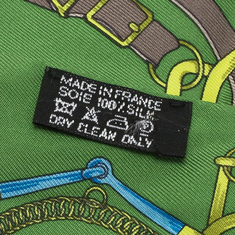 Hermes Green & Yellow Printed Silk Twilly Neck Scarf For Women 5 Hermes Green & Yellow Printed Silk Twilly Neck Scarf For Women - Image 3