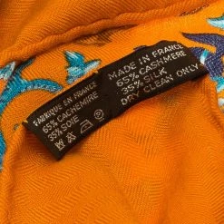 Hermes Chasse En Inde Orange Cashmere And Silk Shawl For Women -Deals Hermes Store luxury women hermes used accessories p79215 003