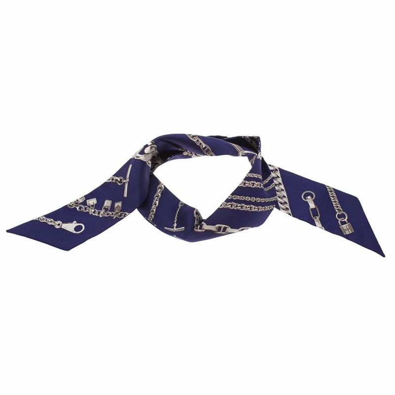 Hermes Blue Bracelets Printed Silk Twilly Neck Scarf For Women 3 Hermes Blue Bracelets Printed Silk Twilly Neck Scarf For Women