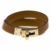 Hermes Kelly Double Tour Brown Leather Gold Plated Wrap Bracelet M For Women -Deals Hermes Store luxury women hermes used accessories p79573 001