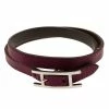 Hermes Hermès Hapi 3 MM Purple Leather Palladium Plated Wrap Bracelet GM For Women