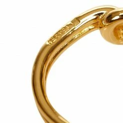 Hermes Gold Tone Knotted Scarf Ring For Women -Deals Hermes Store luxury women hermes used accessories p80009 004
