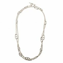 Hermes Sautoir Farandole Long Silver Toggle Necklace For Women