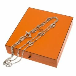 Hermes Sautoir Farandole Long Silver Toggle Necklace For Women -Deals Hermes Store luxury women hermes used accessories p80068 005