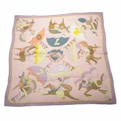 Hermes Pink Un Amour De Cheval By Saw Keng Vintage Silk Square Scarf For Women -Deals Hermes Store luxury women hermes used accessories p80260 002