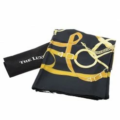 Hermes Black And Gold Eperon D'Or Silk Square Scarf For Women -Deals Hermes Store luxury women hermes used accessories p81157 004
