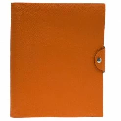 Hermes Orange Togo Leather Ulysses Agenda/Notebook MM For Women