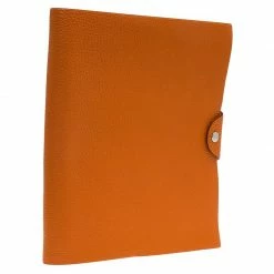 Hermes Orange Togo Leather Ulysses Agenda/Notebook MM For Women -Deals Hermes Store luxury women hermes used accessories p81160 003