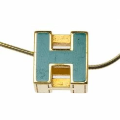 Hermes Cage D'H Enamel Gold Plated Pendant Necklace For Women