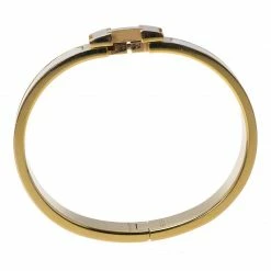Hermes Clic Clac H White Enamel Gold-Plated Narrow Bracelet PM For Women -Deals Hermes Store luxury women hermes used accessories p82012 004