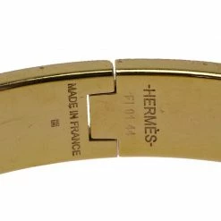 Hermes Clic Clac H White Enamel Gold-Plated Narrow Bracelet PM For Women -Deals Hermes Store luxury women hermes used accessories p82012 005