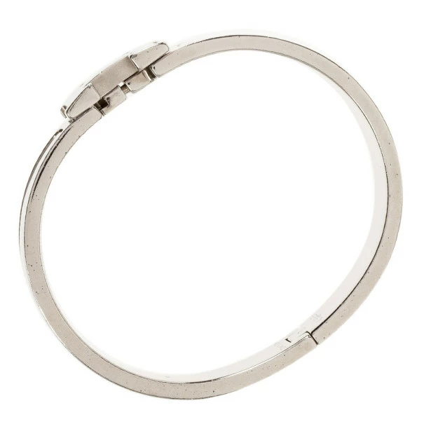 Hermes Clic Clac H White Enamel Palladium Plated Bracelet PM For Women 6 Hermes Clic Clac H White Enamel Palladium Plated Bracelet PM For Women - Image 4