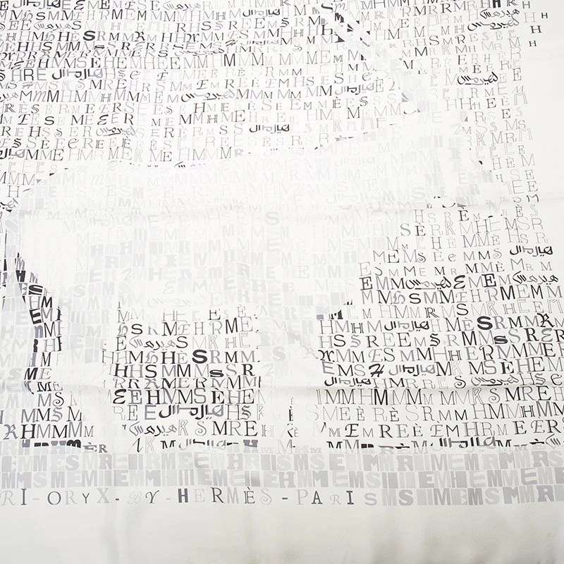 Hermes White & Grey Logo Letters Square Silk Scarf For Women 4 Hermes White & Grey Logo Letters Square Silk Scarf For Women - Image 2