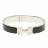 Hermes Clic Clac H Black Enamel Palladium Plated Narrow Bracelet GM For Women -Deals Hermes Store luxury women hermes used accessories p83387 0001