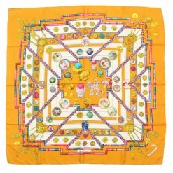 Hermes Yellow Silk Petite Main Scarf 90cm For Women