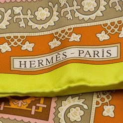 Hermes Yellow And Orange Brins D'Or Silk Scarf For Women -Deals Hermes Store luxury women hermes used accessories p83754 004