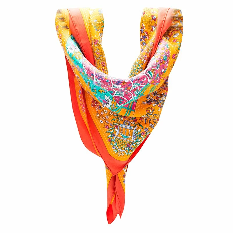 Hermes Orange Multicolor Pique Fleuri De Provence Silk Square Scarf For Women 4 Hermes Orange Multicolor Pique Fleuri De Provence Silk Square Scarf For Women - Image 2