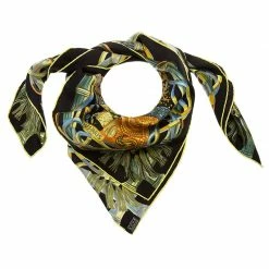 Hermes Black Au Fil Du Carre Square Silk Scarf For Women
