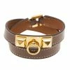 Hermes Rivale Double Tour Brown Leather Bracelet For Women -Deals Hermes Store luxury women hermes used accessories p8543 001