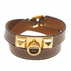 Hermes Rivale Double Tour Brown Leather Bracelet For Women